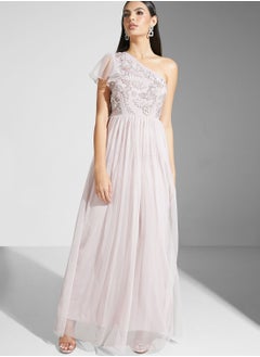 Namshi x Shouq One Shoulder Embellished Bodice Dress  - Image 5