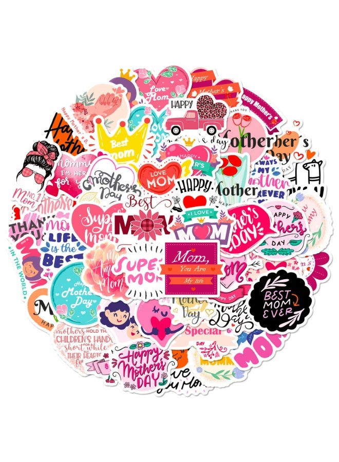 NIBEMINENT 50 Pcs HAPPY MOTHER'S DAY Deco Kit Waterproof Stickers, High Definition Printing Bright Colors, Suitable for Laptop Skateboard Luggage Water Bottle Guitar DIY - Image 2