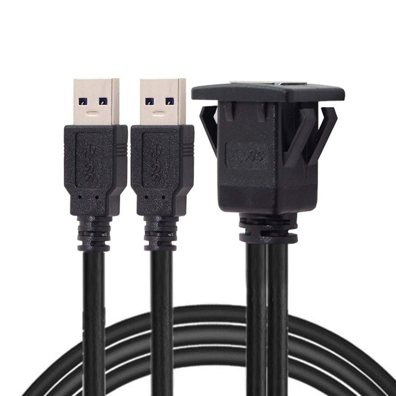 cablecc 1m Waterproof USB 3.0 Extension Latch Mount Car AUX Cable for Dashboard Panel (Dual USB 3.0) - Image 5