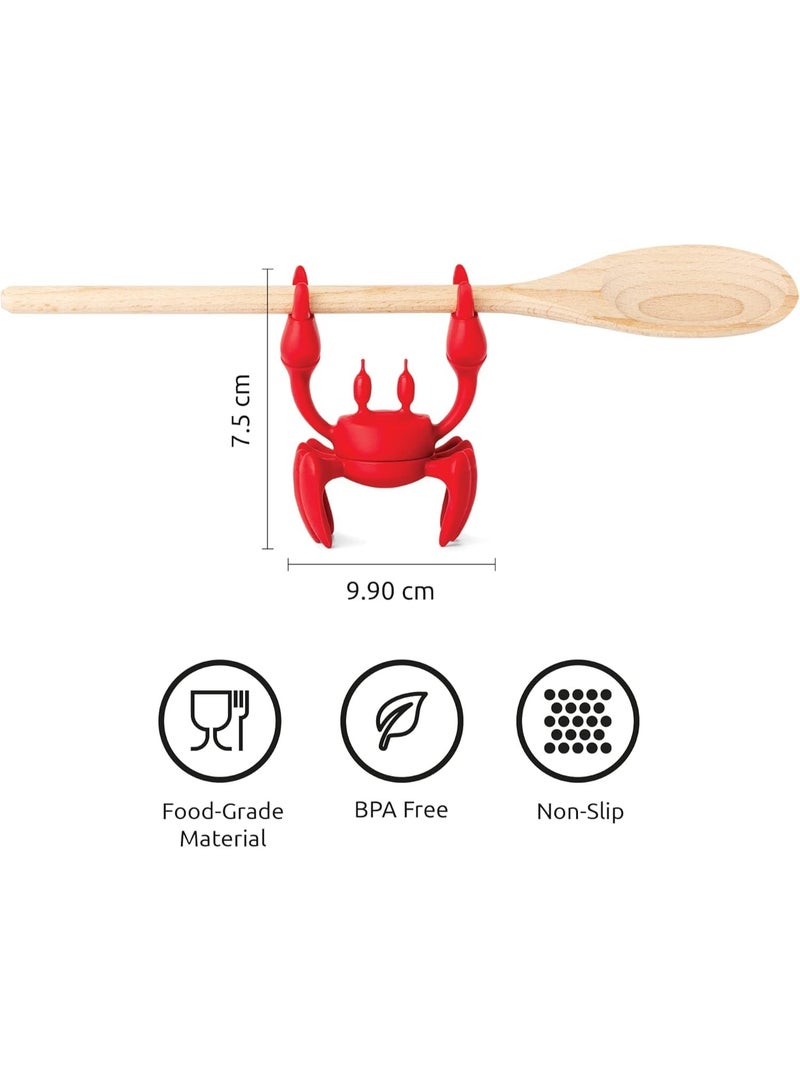 HZYH Red the Crab Silicone Utensil Rest - Kitchen Gifts, Silicone Spoon Rest for Stove Top - Heat-Resistant Kitchen and Grill Utensil Holder - Non-Slip Spoon Holder Stove Organizer, Steam  Releaser - Image 2