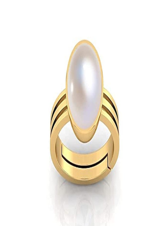 AYUSH GEMS South Sea Pearl 2.00 Carat Natural Pearl Gemstone Original Certified Moti Adjustable Astrological panchhdhaatu/Ashtadhatu Gold Ring for Men and Women - Image 1