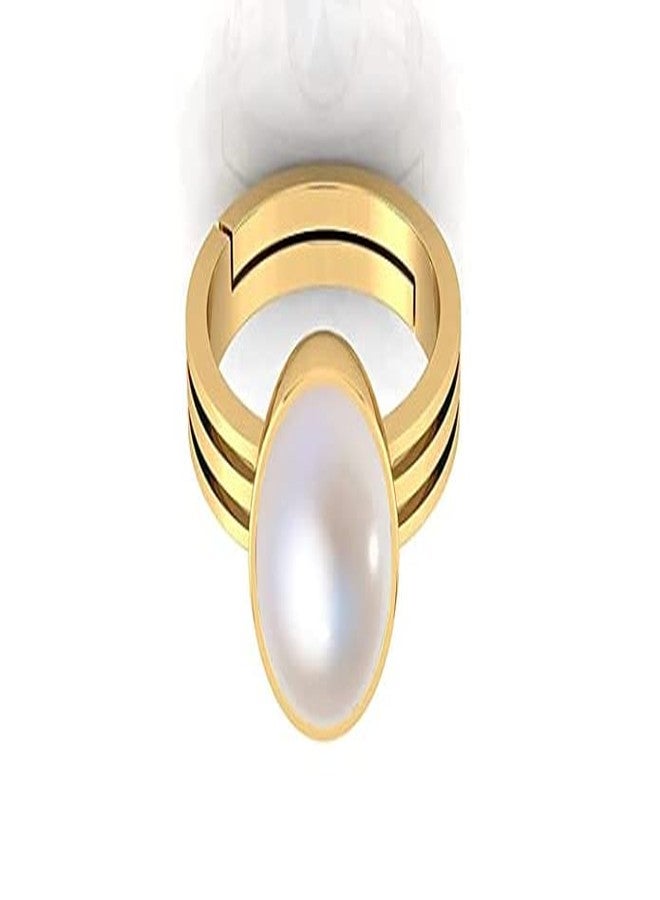 AYUSH GEMS South Sea Pearl 2.00 Carat Natural Pearl Gemstone Original Certified Moti Adjustable Astrological panchhdhaatu/Ashtadhatu Gold Ring for Men and Women - Image 3