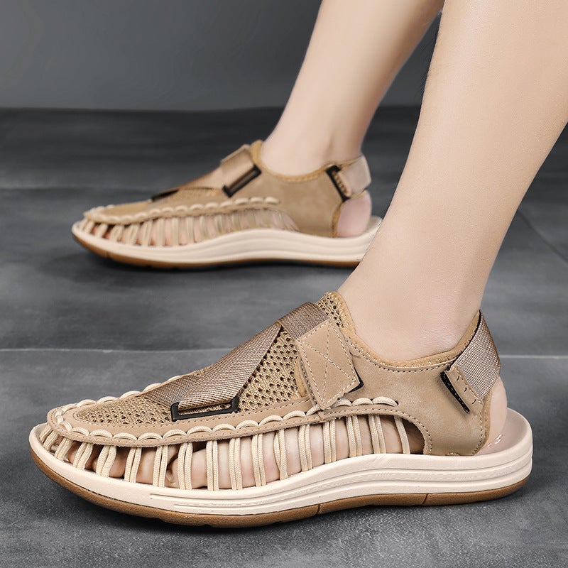 Summer Men'S Woven Sandals Large Size Breathable Beach Shoes Outdoor Casual Flat Toe Sandals For Men - Image 5