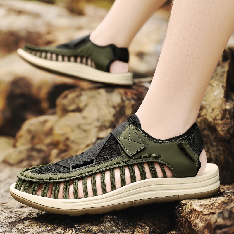 Summer Men'S Woven Sandals Large Size Breathable Beach Shoes Outdoor Casual Flat Toe Sandals For Men - Image 4