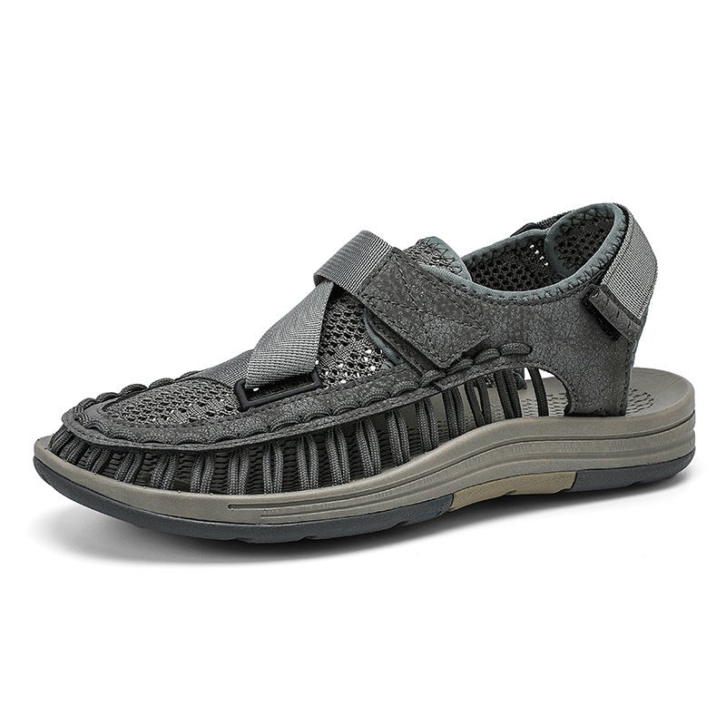 Summer Men'S Woven Sandals Large Size Breathable Beach Shoes Outdoor Casual Flat Toe Sandals For Men - Image 1