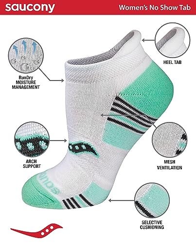 Saucony Women's RunDry Performance 8, 16 Pairs Heel Tab Athletic Socks, S-L, Assorted Light (8 Pairs), Large - Image 2