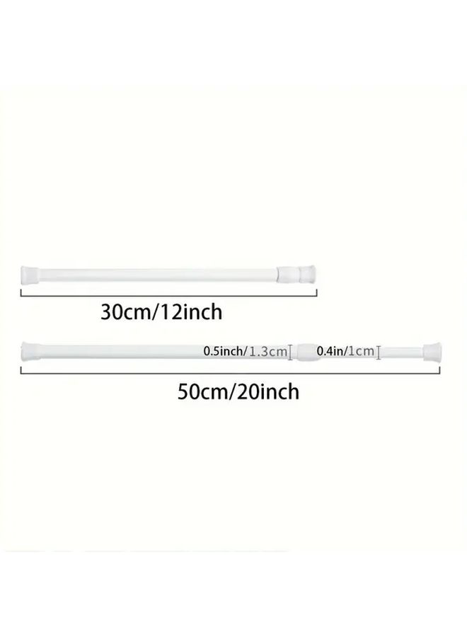 1pc Multifunctional Punch Free Telescopic Tension Rod With Built In Spring White For Shower Curtain Coffee Curtain Door Curtain Bathroom Accessories - Image 2