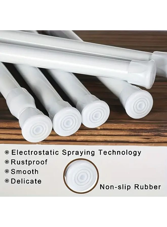1pc Multifunctional Punch Free Telescopic Tension Rod With Built In Spring White For Shower Curtain Coffee Curtain Door Curtain Bathroom Accessories - Image 3