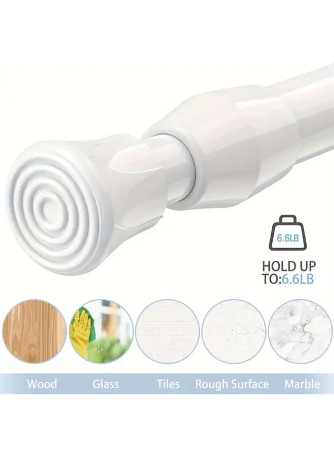 1pc Multifunctional Punch Free Telescopic Tension Rod With Built In Spring White For Shower Curtain Coffee Curtain Door Curtain Bathroom Accessories - Image 4