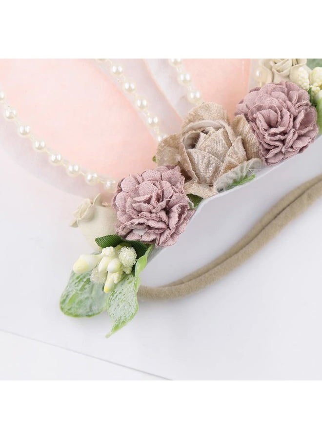 KIDOCHEESE Bunny Rose Ears Easter Headbands Baby Girls Flower Crown Spring Headbands (C) - Image 4