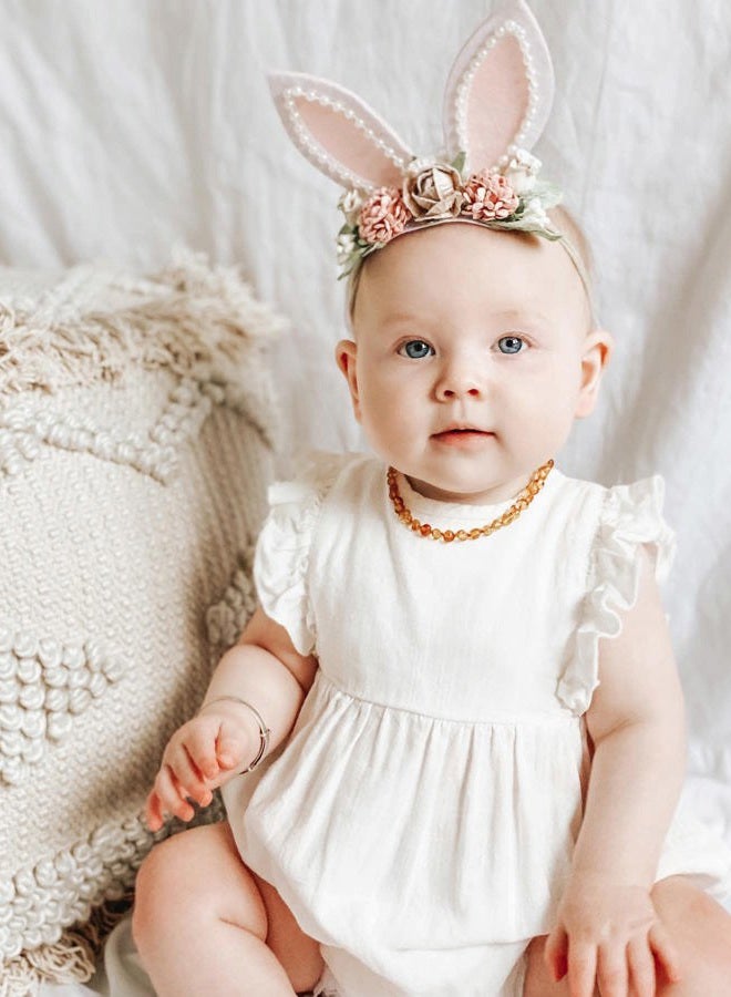 KIDOCHEESE Bunny Rose Ears Easter Headbands Baby Girls Flower Crown Spring Headbands (C) - Image 5