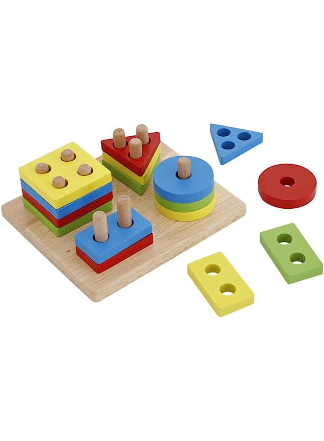 erorex Wooden Shape Sorter Geometric Puzzle Toy For Kids - Image 1
