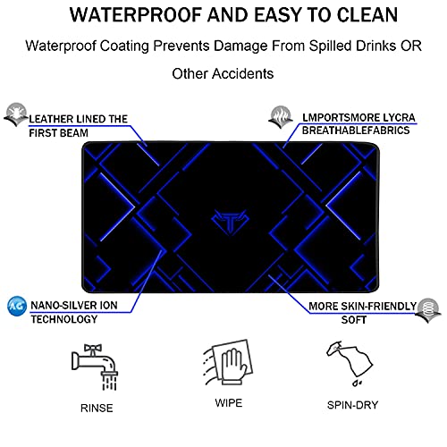TEDNETGO Large Extended Gaming Mouse Pad, Long Mouse Pads, Extra Large Big Mouse Pad with Stitched Edge, XXL Non-Slip Computer Computer Keyboard Mat for Gamer/Desktop/Office/Home,Blue - Image 4