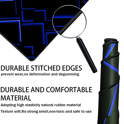 TEDNETGO Large Extended Gaming Mouse Pad, Long Mouse Pads, Extra Large Big Mouse Pad with Stitched Edge, XXL Non-Slip Computer Computer Keyboard Mat for Gamer/Desktop/Office/Home,Blue - Image 2