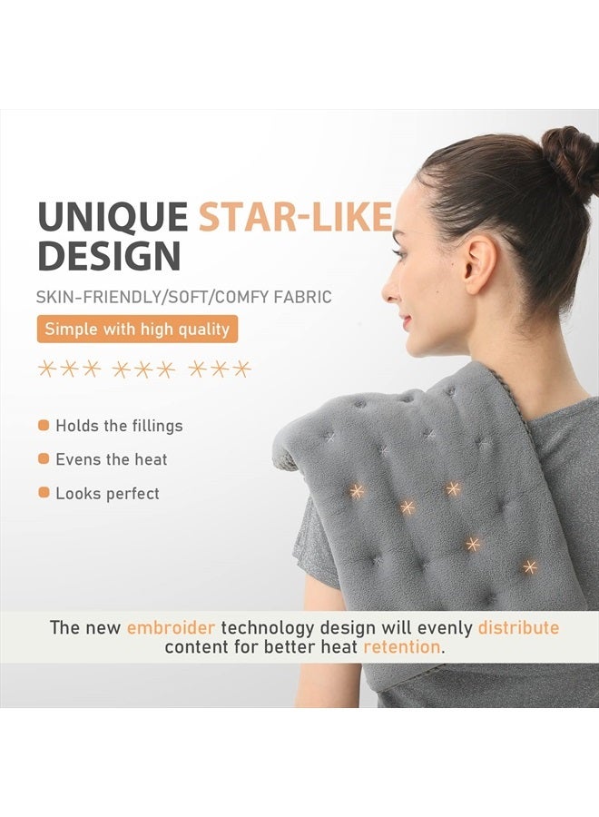 UNCN Wide Microwave Heating pad with Washable Cover 9 * 15" Microwavable Hot Pad for Neck Shoulder, Cramps, Back Cordless Warm Compress Weighted Moist Heat Pack for Aches, Unscented - Image 3