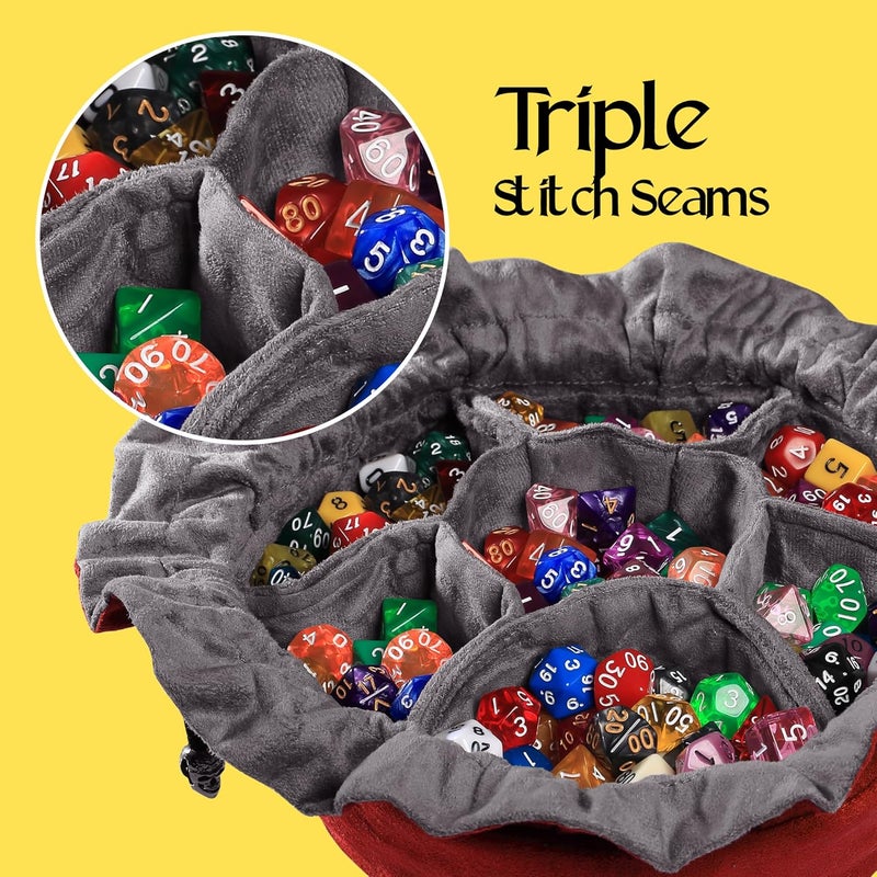 CARDKINGPRO Immense Dice Bags with Pockets - Red - Capacity 150+ Dice - Great Organizer for Dice Hoarders, Perfect for Dungeons and Dragons [Patented Design] - Image 5
