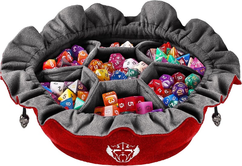 CARDKINGPRO Immense Dice Bags with Pockets - Red - Capacity 150+ Dice - Great Organizer for Dice Hoarders, Perfect for Dungeons and Dragons [Patented Design] - Image 1