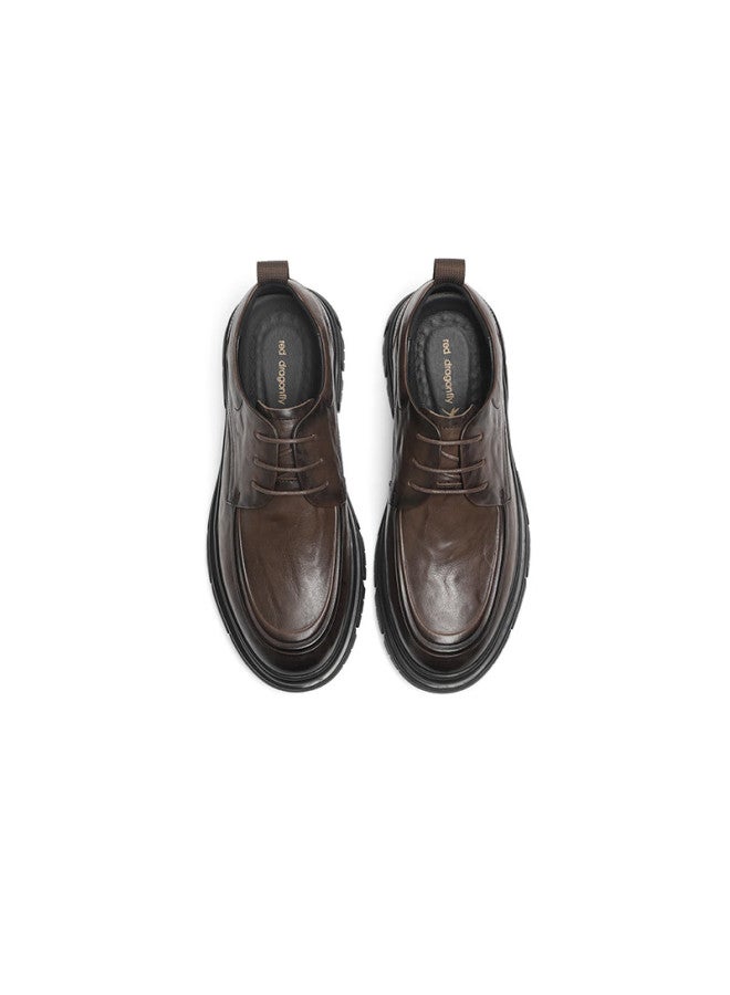 Red Dragonfly Men's Leather Shoes Spring Autumn Men's Shoes Lace-up Genuine Leather Formal Shoes Business Work Shoes Wta34061 Brown 40 - Image 2