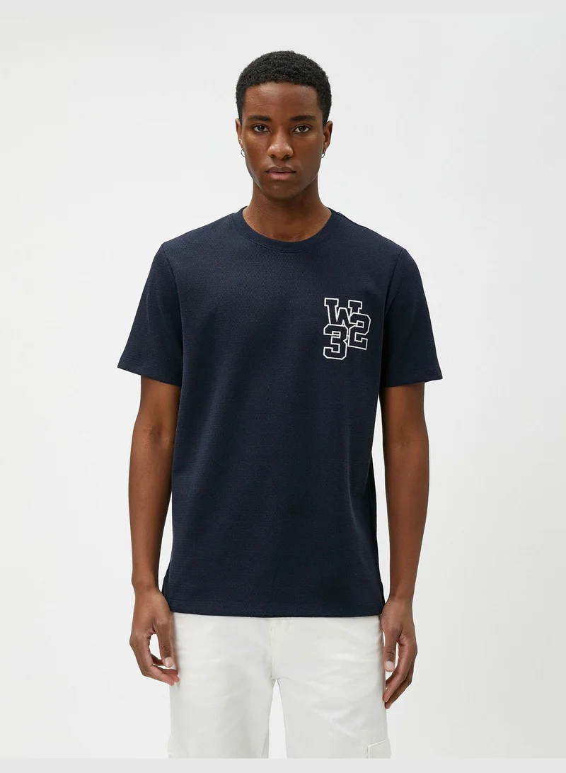 KOTON Varsity T-Shirt Embroidered Crew Neck Short Sleeve