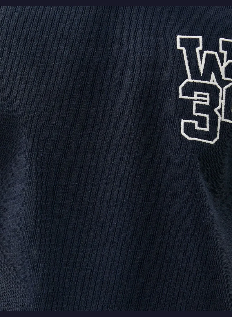 KOTON Varsity T-Shirt Embroidered Crew Neck Short Sleeve