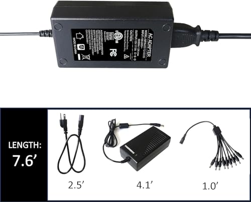 TIGERSECU Security Camera Power Adapter with 9-Way Power Splitter, 12V 5A 100V-240V 2.1x5.5mm Power Supply, Compatible with Lorex, Samsung, Q-See, Night Owl, Swann, Annke IP and BNC Cameras - Image 5
