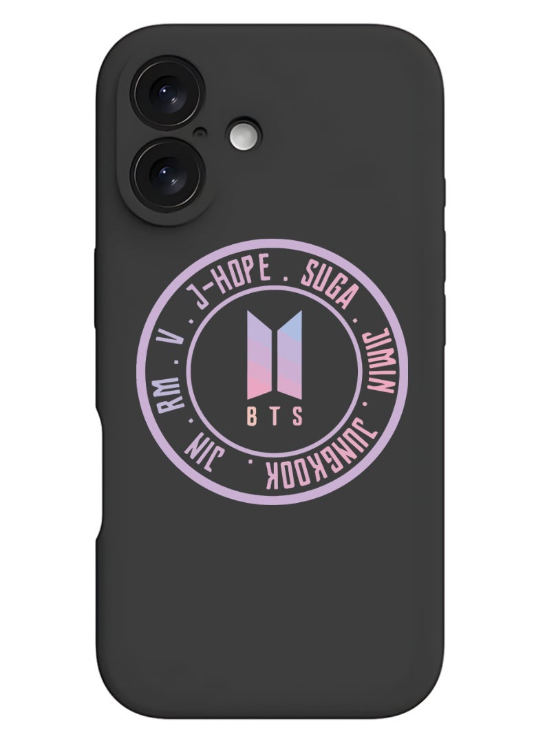 Theodor iPhone 16 Black Protective Slim Fit Case Liquid Silicone Cover with Full Body Protection Anti-Scratch Shockproof Case For iPhone - BTS sticker - Image 1