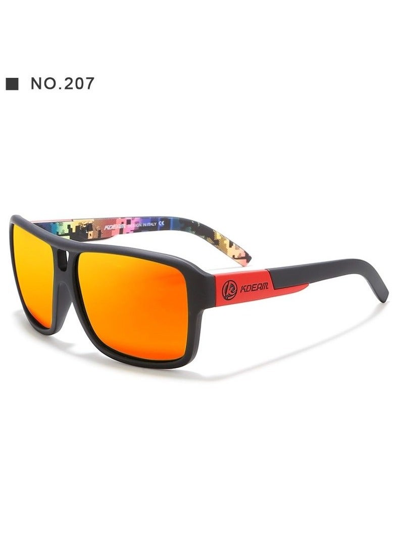 kdeam New square sports polarized sunglasses for Instagram trends, large-frame cycling glasses with dazzling colors from Europe and America, polarized lenses, fashionable sunglasses for both men and women - Image 1