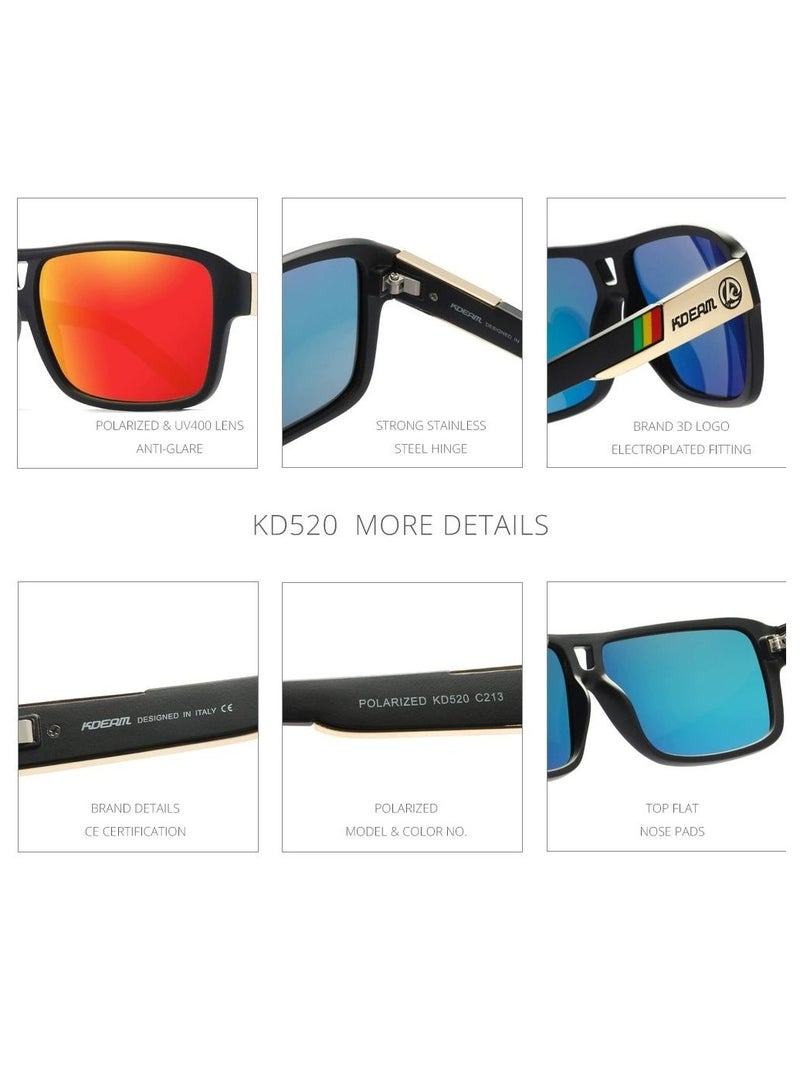 kdeam New square sports polarized sunglasses for Instagram trends, large-frame cycling glasses with dazzling colors from Europe and America, polarized lenses, fashionable sunglasses for both men and women - Image 5