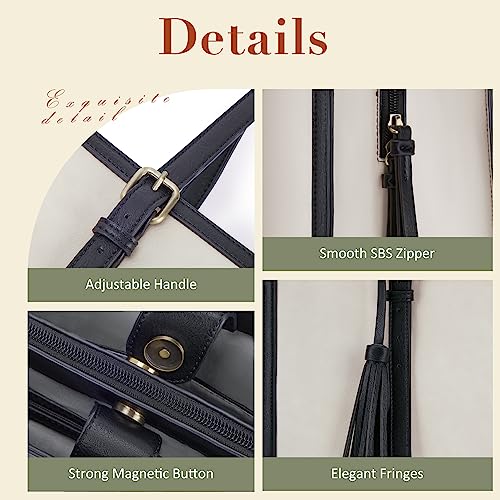 ECOSUSI Laptop Bag For Women 15.6 Inch Work Tote Bags PU Leather Computer Purse For Business Office With 3 Layer Compartments - Image 4