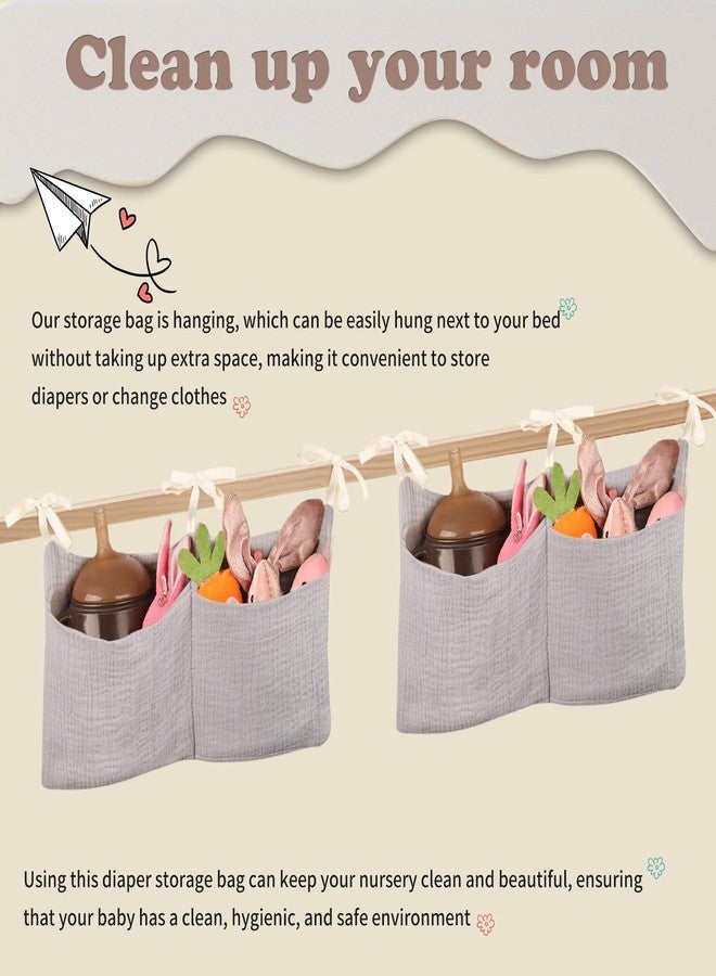 zonBroth Dormitory Bed-Bunk Organizing Bag Nappy-bags Organizer Bedside Hanging Bags Milk Bottle Bib-Storage Bag Crib Organizer Bag Baby Nappy-Bag cotton (Light green) - Image 5