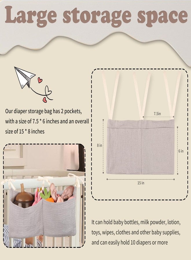 zonBroth Dormitory Bed-Bunk Organizing Bag Nappy-bags Organizer Bedside Hanging Bags Milk Bottle Bib-Storage Bag Crib Organizer Bag Baby Nappy-Bag cotton (Light green) - Image 3