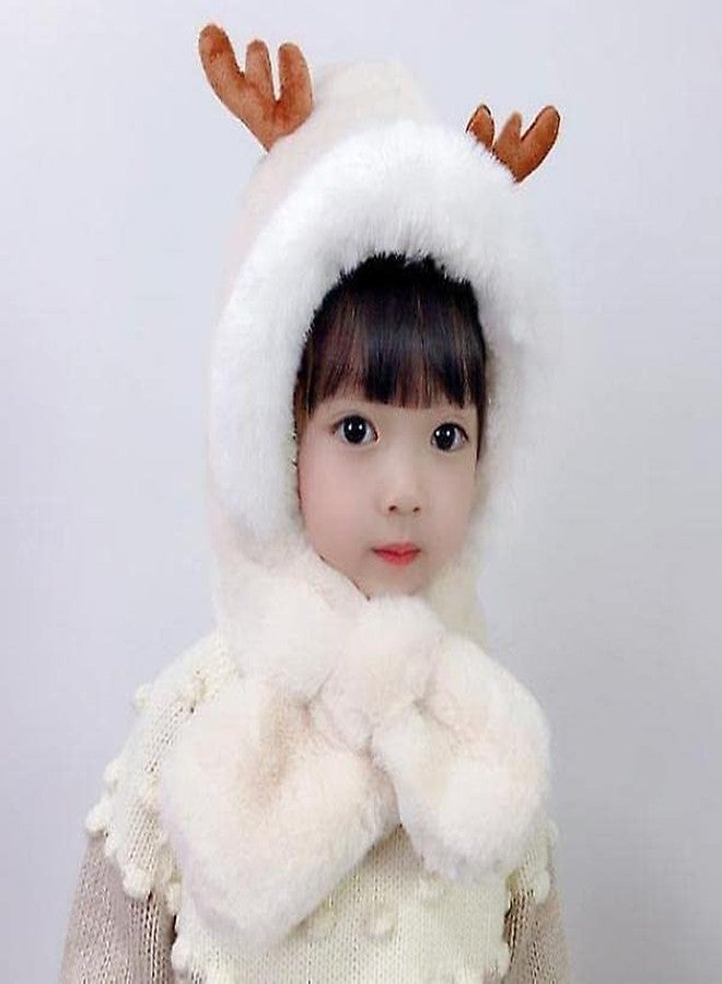 CHACKO Baby Winter Scarf Earflap Hood Hat Cute Animal Design for Girls Boys_3-8 Years(Pack of 01,White) - Image 2