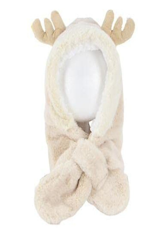 CHACKO Baby Winter Scarf Earflap Hood Hat Cute Animal Design for Girls Boys_3-8 Years(Pack of 01,White) - Image 1