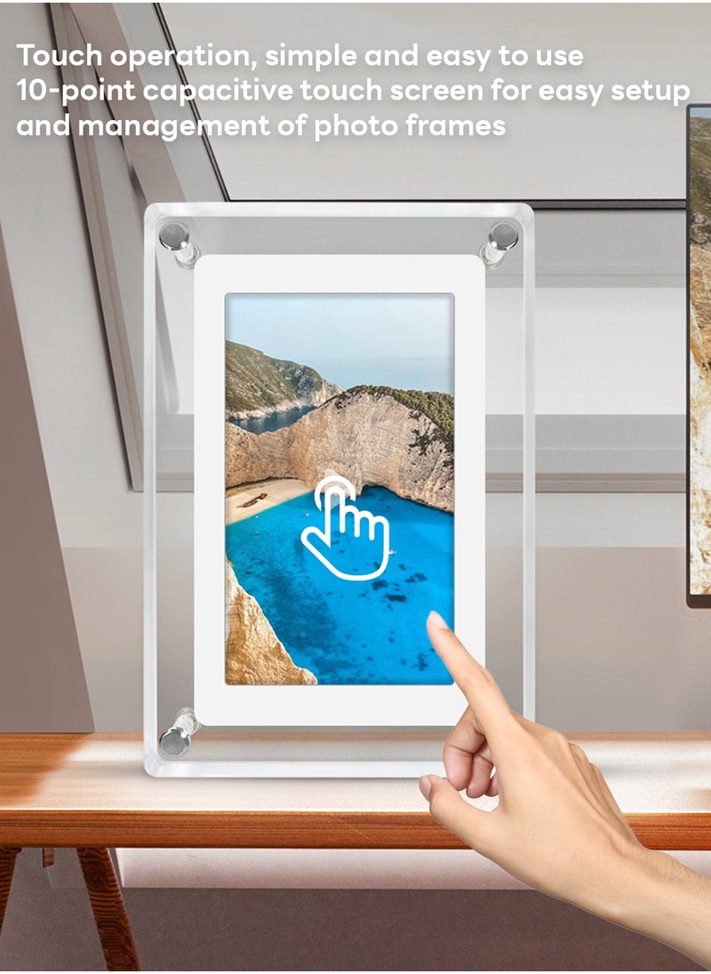 Sharpdo Wi-Fi Digital Photo Frame, 7 inch Smart Electronic Picture Acrylic Frame with 800*480 IPS Touch Screen, Built-in 8 GB Memory, Share Moments Instantly via App  - Image 3