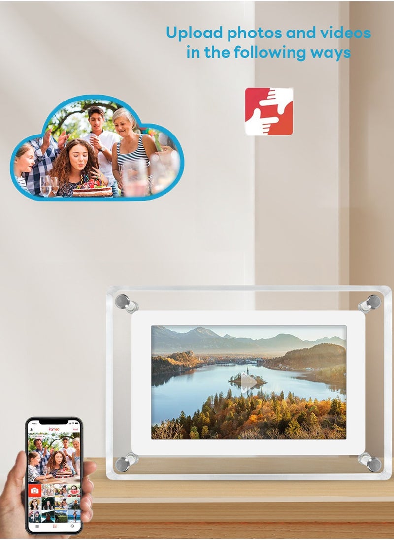 Sharpdo Wi-Fi Digital Photo Frame, 7 inch Smart Electronic Picture Acrylic Frame with 800*480 IPS Touch Screen, Built-in 8 GB Memory, Share Moments Instantly via App  - Image 5