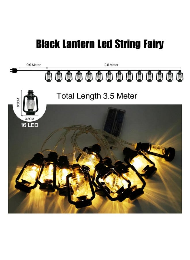 One94Store Fairy 14 LED Black Lantern Fairy String Lights for Home Decoration | Festival Decor Lights Diwali Christmas | Warm White - Image 3