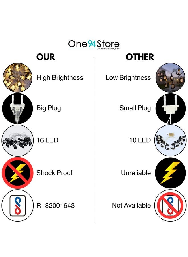 One94Store Fairy 14 LED Black Lantern Fairy String Lights for Home Decoration | Festival Decor Lights Diwali Christmas | Warm White - Image 5