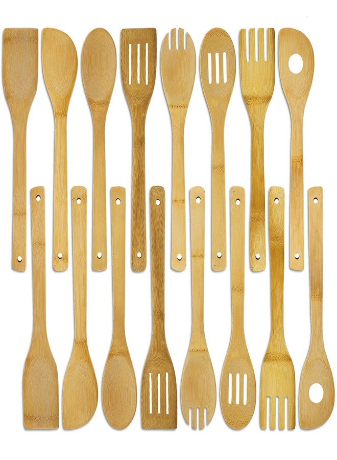 DEAYOU 16 PCS Bamboo Kitchen Utensils, Wood Spoons Spatula Set for Cooking, Nonstick Natural Cooking Utensils for Cookware, Wok, Everyday Use, Mothers Day Gifts, Housewarming Gifts - Image 1
