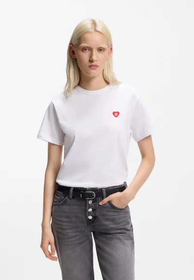 HUGO Cotton-jersey T-shirt with heart logo