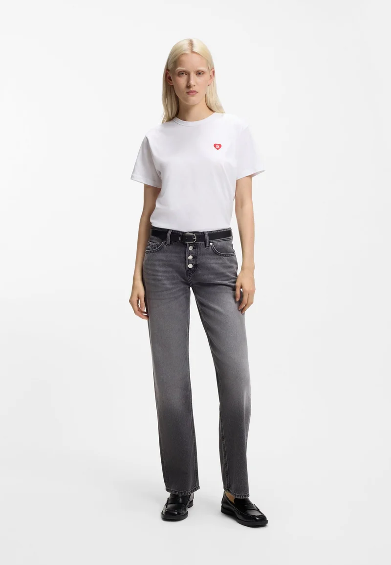 HUGO Cotton-jersey T-shirt with heart logo