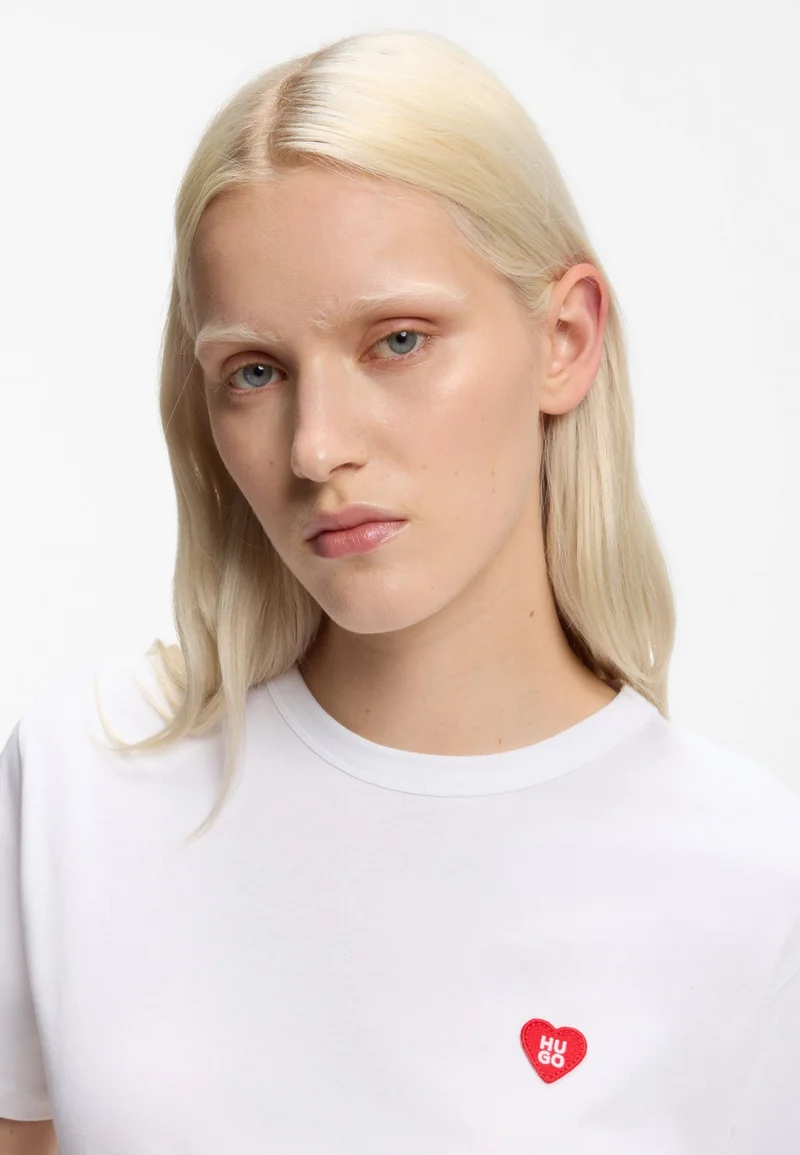 HUGO Cotton-jersey T-shirt with heart logo