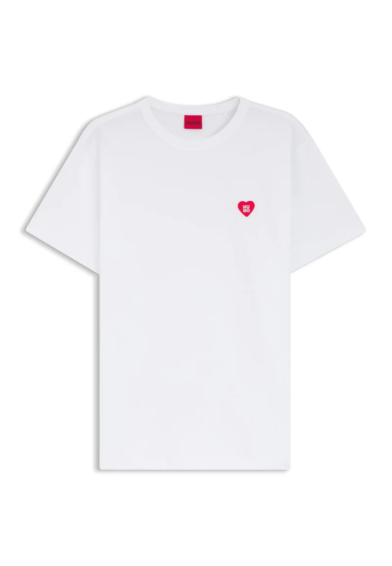 HUGO Cotton-jersey T-shirt with heart logo