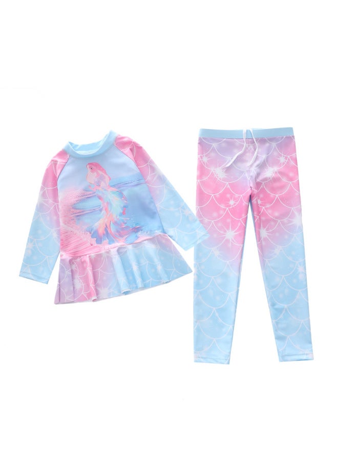 Children's Swimsuit Girl's Split Long-sleeved Pants Anti-sand Swimsuit Baby Cute Surfing Suit Kidsren's Swimsuit