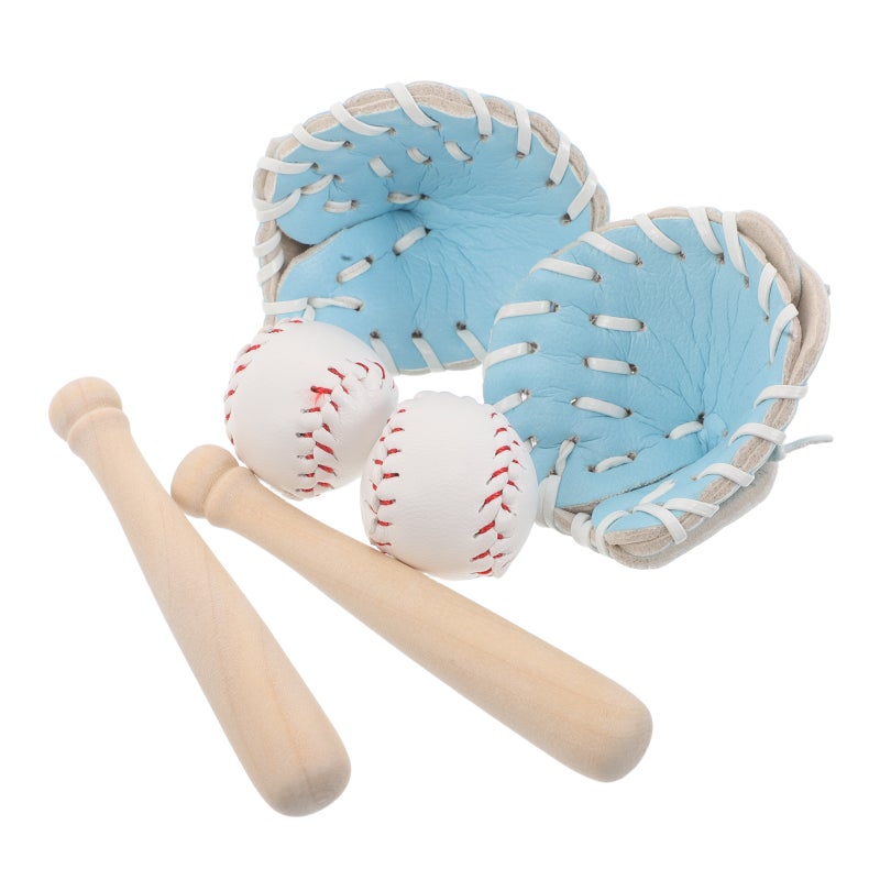 2 Sets Miniature Baseball Bats Gloves Kit Simulation Baseball Model Toys Bat Glove And Set For Dollhouse Accessories Crafts Project Decoration - Image 1