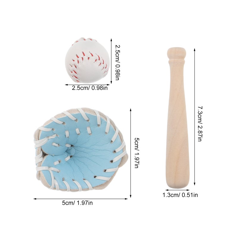 2 Sets Miniature Baseball Bats Gloves Kit Simulation Baseball Model Toys Bat Glove And Set For Dollhouse Accessories Crafts Project Decoration - Image 5