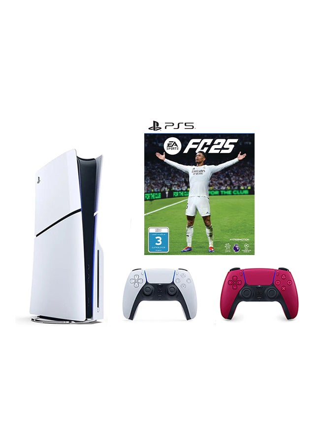Sony PlayStation 5 Disc Slim Console With Extra Red Controller And FC 25 - Image 1