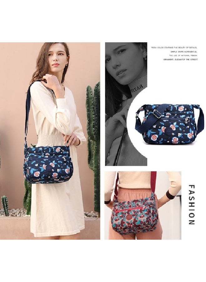 Backpack Women's 2020 Shoulder Crossbody Bag Women's OxFord Cloth Bag Middle-aged Women's Mother Bag Women's Canvas Bag Small Bag-Color:Purple  - Image 3