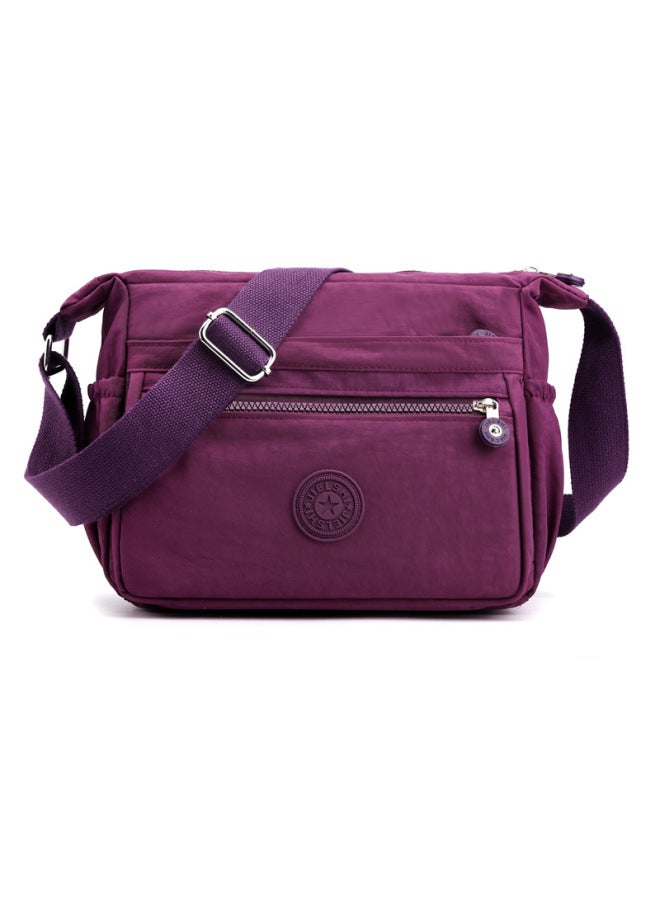 Backpack Women's 2020 Shoulder Crossbody Bag Women's OxFord Cloth Bag Middle-aged Women's Mother Bag Women's Canvas Bag Small Bag-Color:Purple  - Image 1
