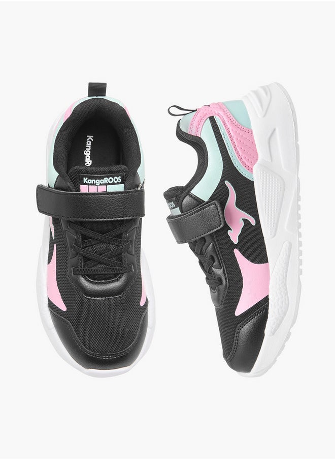 kangaROOS Girls' Logo Detail Sports Shoes with Hook and Loop Closure  - Image 1