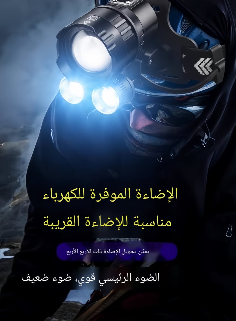 شور مصباح أمامي فائق السطوع ، مصباح رأس LED قابل لإعادة الشحن USB ، مصباح أمامي مقاوم للماء قابل للتكبير IPX4 مع 3 أوضاع وعقال قابل للتعديل للتخييم والمشي لمسافات طويلة والهواء الطلق والصيد والجري  - Image 4
